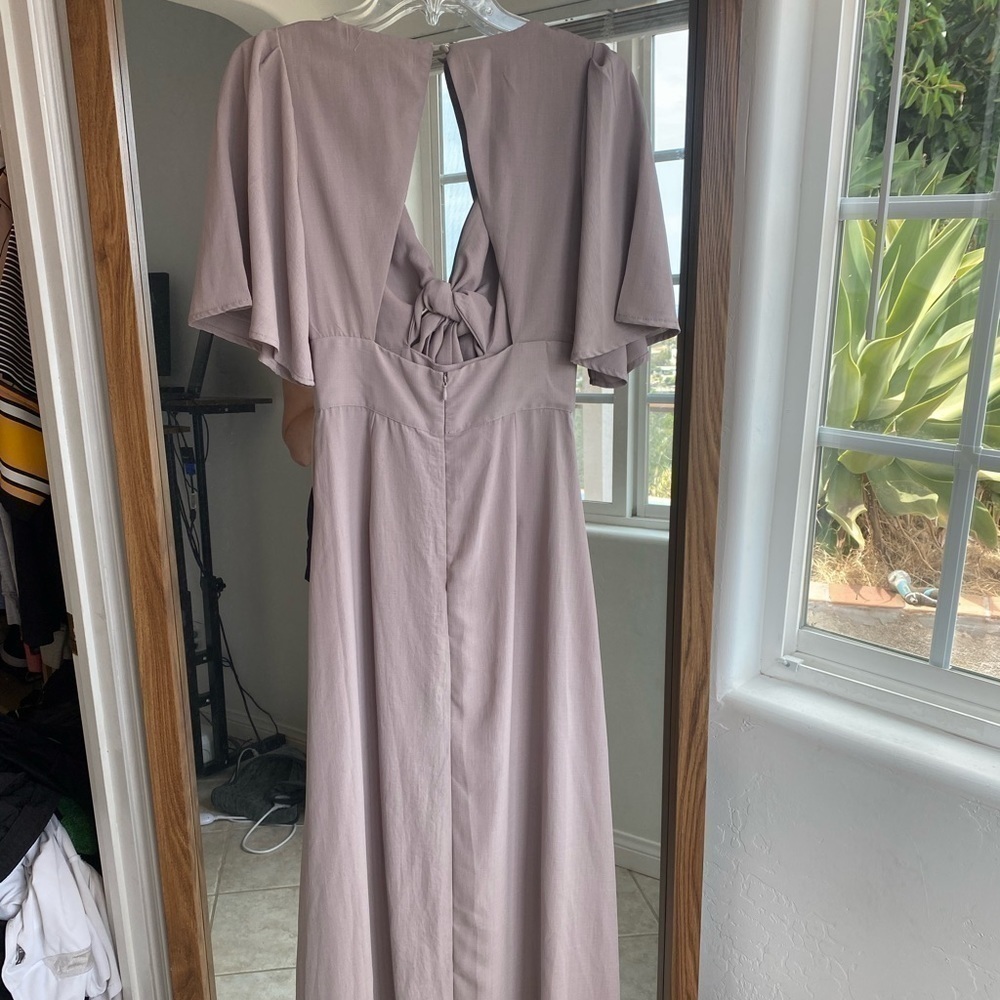 NWT Taupe Front Bow Back Cutout Maxi Dress - Picture 2 of 6